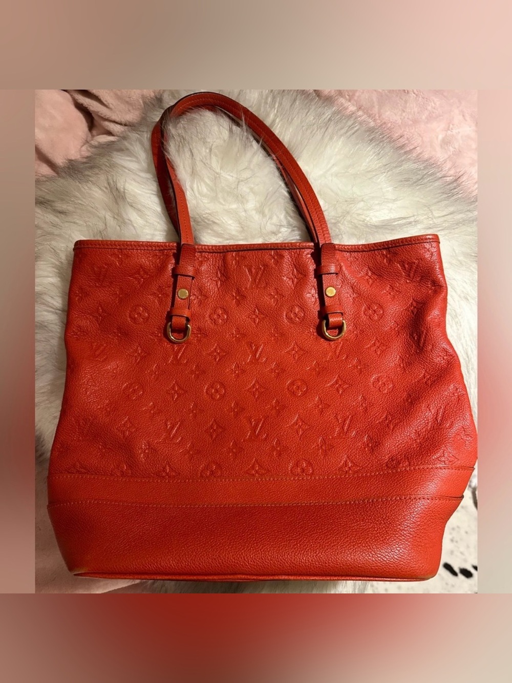 ❤️Authentic LOUIS VUITTON AH1142 Citadine PM Monogram Empreinte Tote Bag Red - Picture 13 of 16